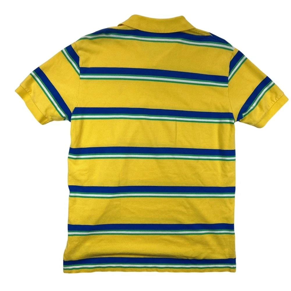 Polo Ralph Lauren‎ Polo Shirt Mens Large Yellow Blue Green Striped Short Sleeve